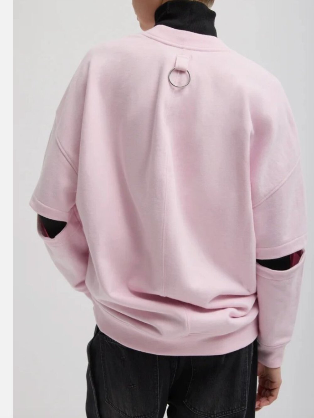 Tibi Cocoon Crewneck Light Pink Cotton Sweatshirt Size m medium crew - Picture 2 of 7